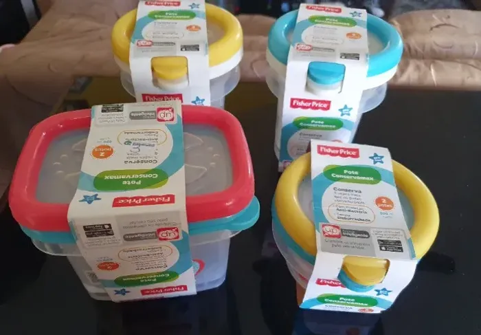 Conjunto Potes Fisher Price Plasutil Série Luxo Conservamax 8 potes