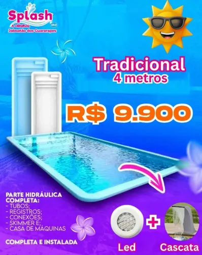 Realizamos seu Sonho!!! Piscina 4 metros Completa+Cascata+Led+Hidromassagem