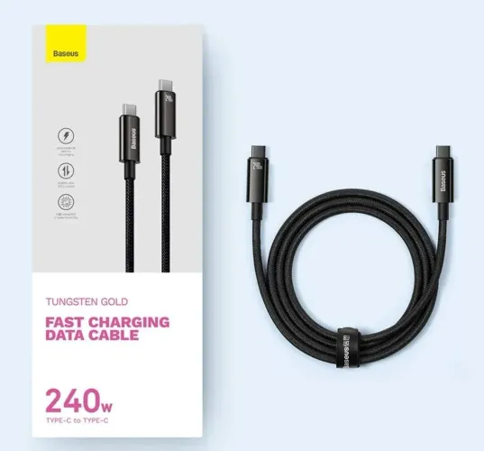 Cabo BASEUS de Carregamento Super Rápido PD 240W Tipo C iPhone/Android/Macbook