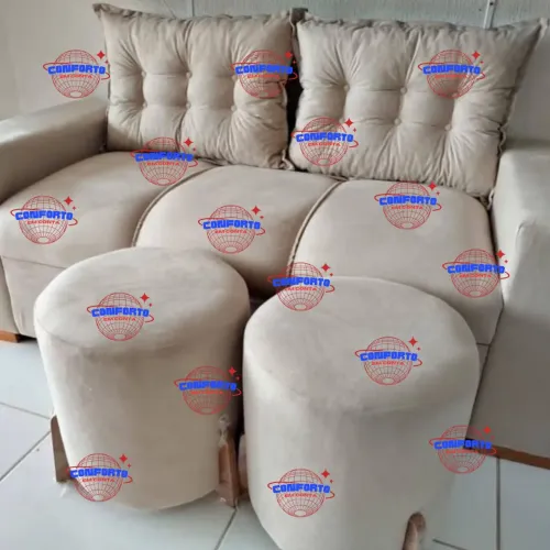 Conjunto Sofá com 2 Puffs - Conforto e Design -Novo diretamente da fábrica ?