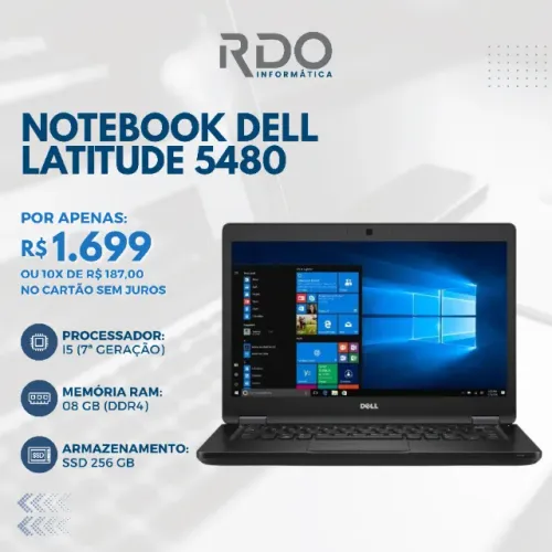 Notebook Dell Latitude 5480 ? i5 7ª geração, 8GB DDR4, SSD 256GB | Alto desempenho!