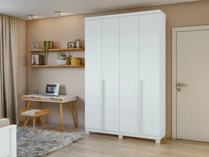 ROUPEIRO SOLTEIRO 100% MDF 4 PORTAS 2 GAVETAS