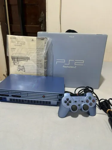 PlayStation 2 Completo CIB Japonês Estado Novo Para Colecionadores - Aqua Blue Raríssimo