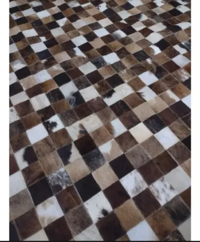 Tapete mosaico couro de boi legítimo