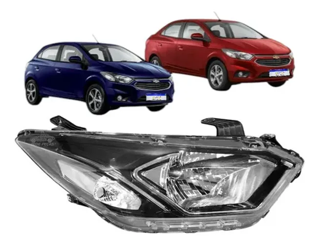 Farol Onix Prisma Cromado 2017 A 2021 Led Ld Direito Novo Direito/passageiro