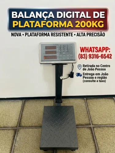BALANÇA 200KG PLATAFORMA PAINEL DIGITAL NOVA RECARREGAVEL