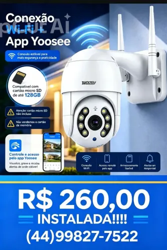 Câmera wi-fi colorida com áudio a prova d'água