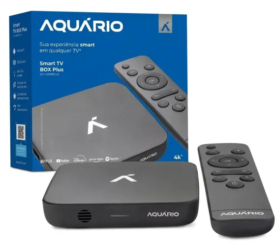 Smart TV Box Aquário STV-3000 Plus Sistema Android TV 4K 16GB Cor Preto