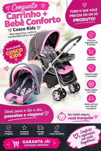 KIT COMPLETO COSCO + BEBÊ-CONFORTO | R$ 300 | OFERTA