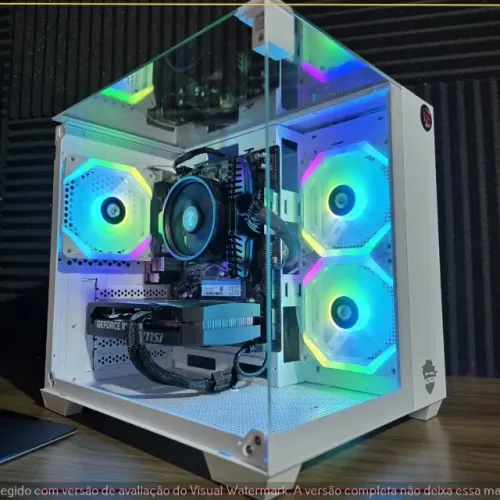 PC Gamer Branco Ryzen 5 5500 RTX 5050 8GB 16GB DDR4 3200 SSD NVMe 500GB A520M K V2