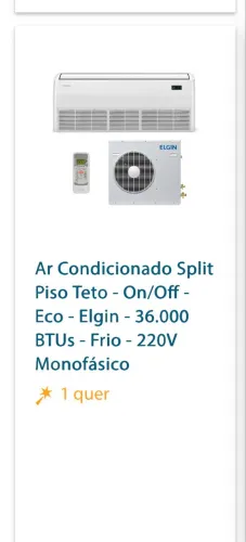 Ar condicionado piso teto Elgin 36.000 btus