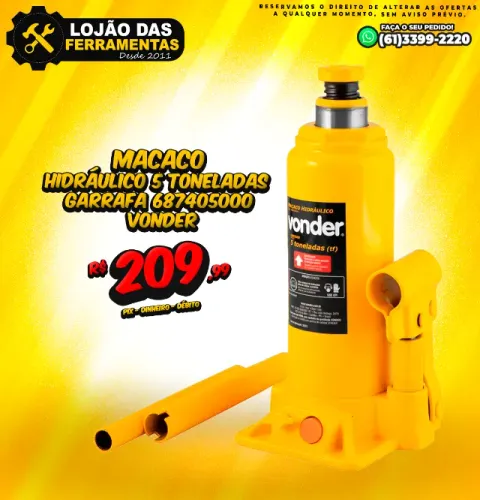 Macaco Hidráulico 5 Toneladas Garrafa 687405000 Vonder