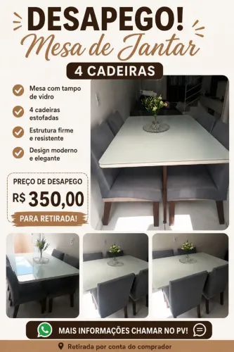 Mesa de jantar 4 cadeiras