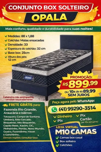 Cama box solteiro opala molas novo # 10x sem juros no cartão