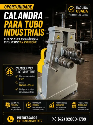 Calandra para Tubos Industriais 1? a 4? DIN 2440 e SCH 40