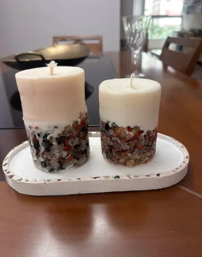 Conjunto de velas com cristais