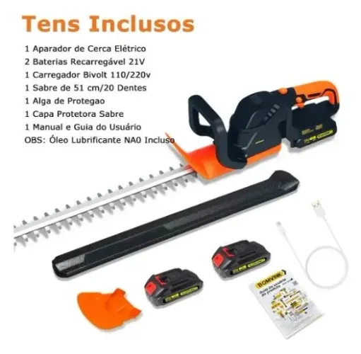 Aparador Cerca Viva 51 Cm 1000w 2 Baterias 21v Profissional