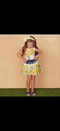 Conjunto festa luxo infantil menina MOMI estampa girassol