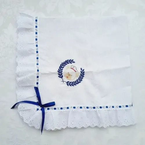 manta bebê ursinho 75 x 70 cm marinho