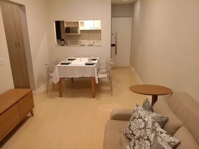 Apartamento, mobiliado, 1 dorm, penúltimo andar, frente, Guanabara