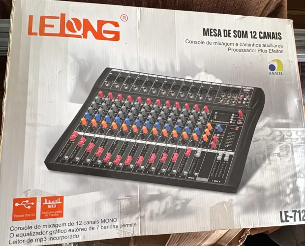 Mesa de Som Analógica Vedo 12 Canais Bluetooth USB Mp3 VDA212L