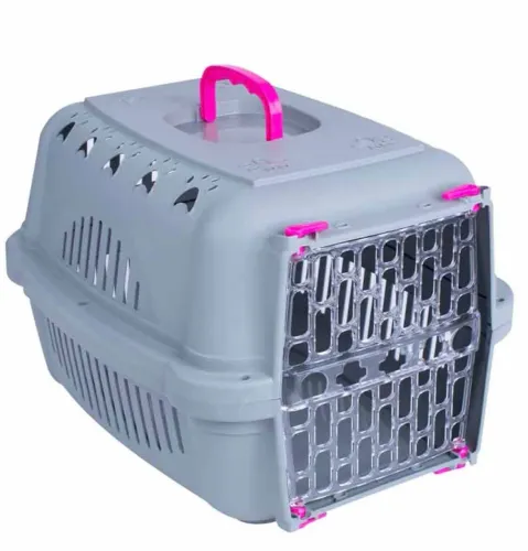 Caixa de Transporte com alça Rosa para Cães e Gatos ( pet )