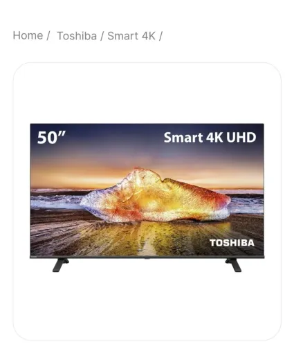 TV Toshiba 50" 4K Smart VIDAA - Para Retirada de Peças (Painel LCD Trincado)