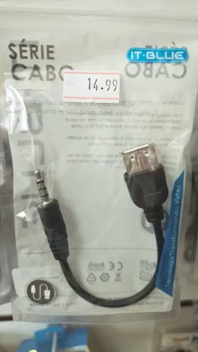Adaptador P2 macho USB fêmea