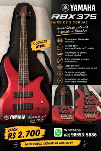 ? BAIXO YAMAHA RBX375 - 5 CORDAS Vendo Yamaha RBX375, baixo de 5 cordas, ativo, com pré-