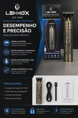 Maquininha / Aparador de Cabelo Profissional LEHMOX LEY-1544 - Novo