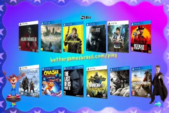 Ghost . Red Dead Alan Wake Resident . Rainbow PS5 Legado Hogwarts . Crash PS4 God of War