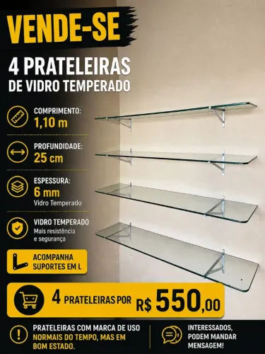 Vende-se Prateleiras de Vidro Temperado