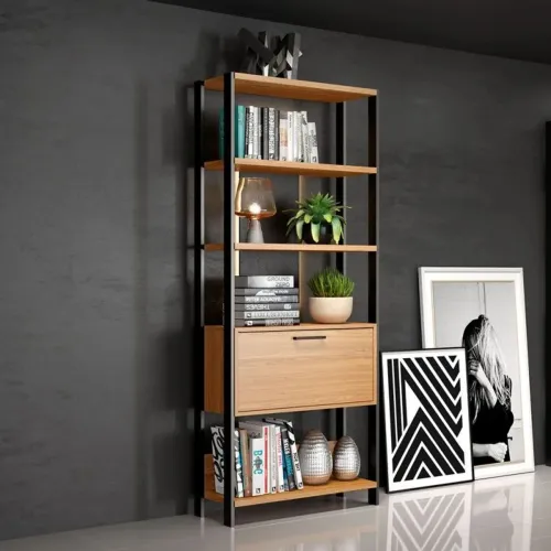 Estante estilo industrial freijó Della Costa 2 gavetas