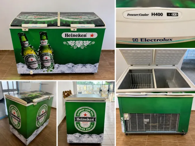 Freezer Grande Electrolux H400 Personalizado Heineken - Funcionando