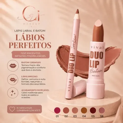 Duo Lip Vivai - Batom + Lápis Labial