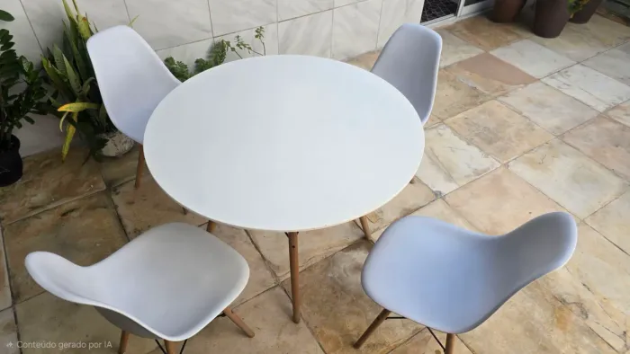 Conjunto de mesa Eames redonda branca