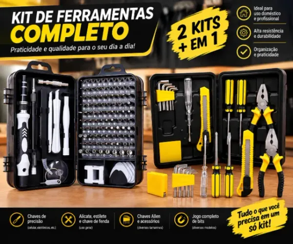 KIT DE FERRAMENTAS COMPLETO - 2 KITS EM 1