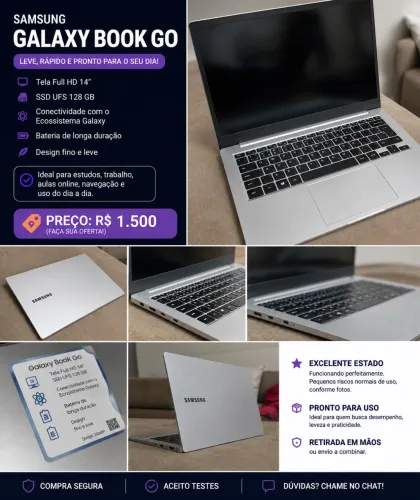 Notebook Samsung Galaxy Book Go 14? Full HD- 128GB SSD - Muito Conservado