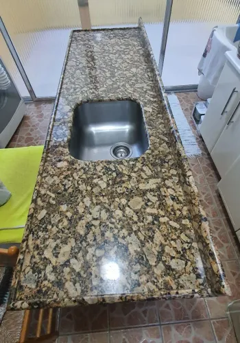 Pedra tempo pia cozinha com cuba