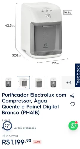 Purificador Electrolux com compressor, o mais top e água quente.novo na caixa por R$700.00