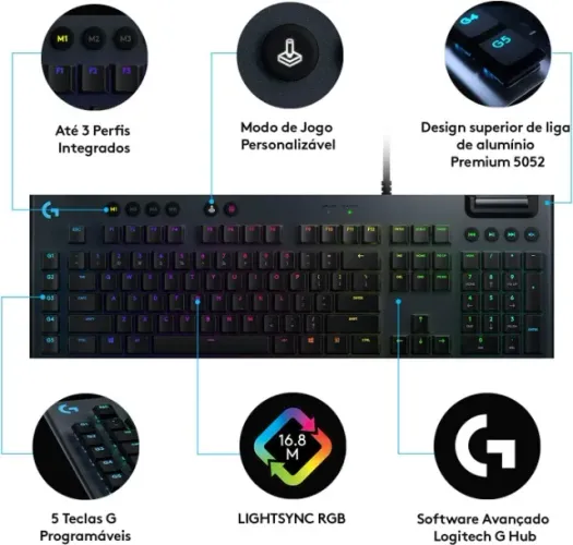 Logitech G Teclado Mecânico Gamer G815 com RGB LIGHTSYNC