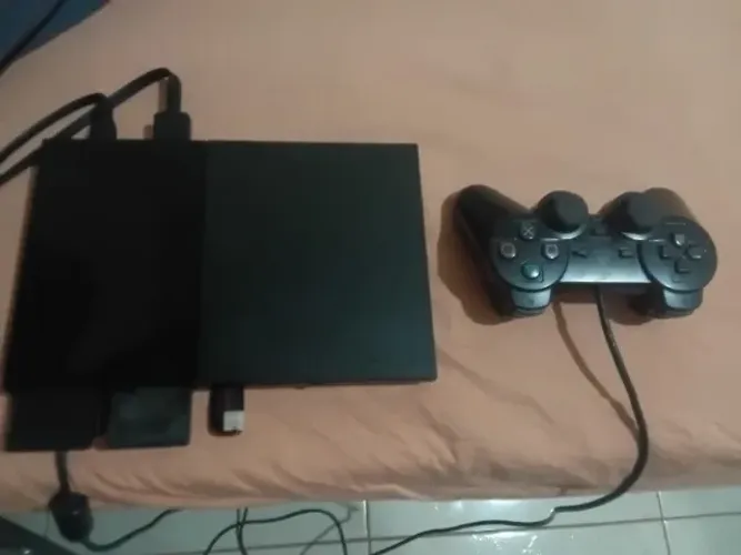 Ps2 Slim 1 controle original + 1 paralelo+cabos originais