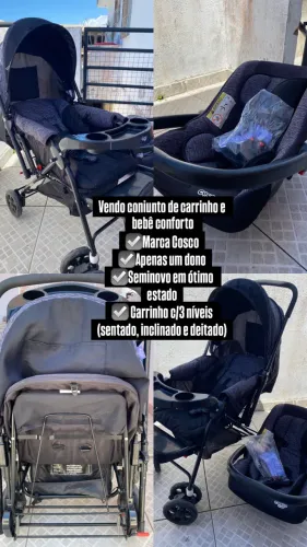 Carrinho de bebê e bebê conforto