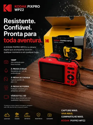 CAMERA KODAK WPZ2 VERMELHA (PROBLEMA NO FLASH)