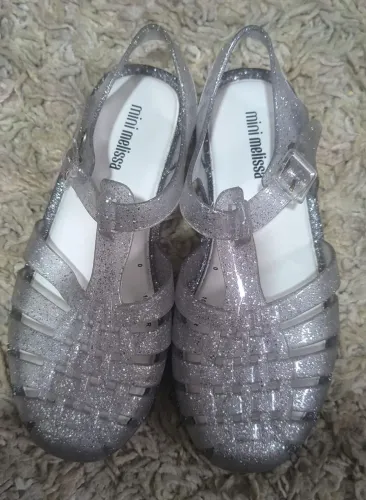 Mini Melissa Infantil Prata com Glitter - Tamanho 30