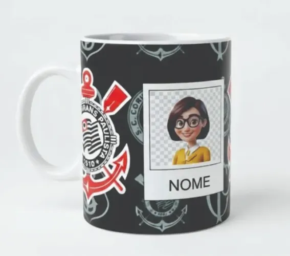 Caneca Personalizada Time Nome Branca Corinthians Palmeiras São Paulo