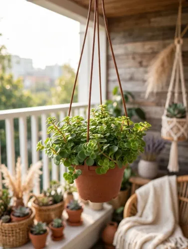 Planta suculenta pendente bem cheia