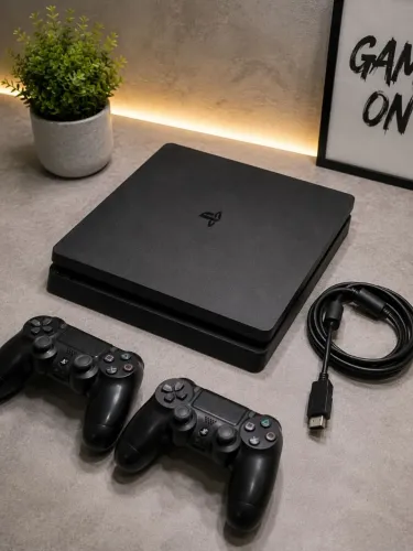 ? PS4 Slim 500GB + 2 Controles + Jogos | Teste na Entrega!<br>Descrição: