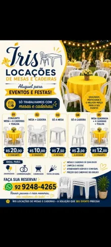 Locação de mesas e cadeiras