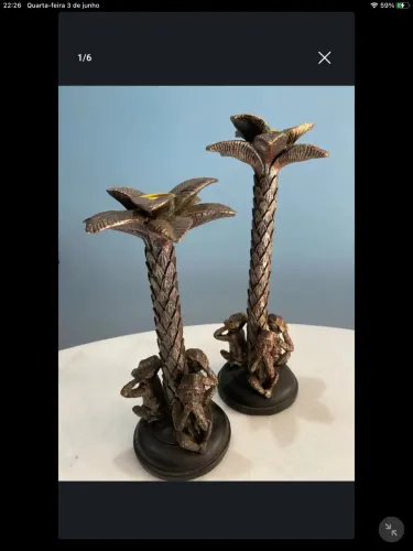 Castiçais Palmeira E Macaco Decorativos